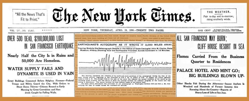 A seismograph recording earthquake wave patterns