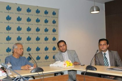 A group discussing around a table