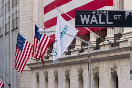 The Wall Street sign outside the New York Stock Exchange